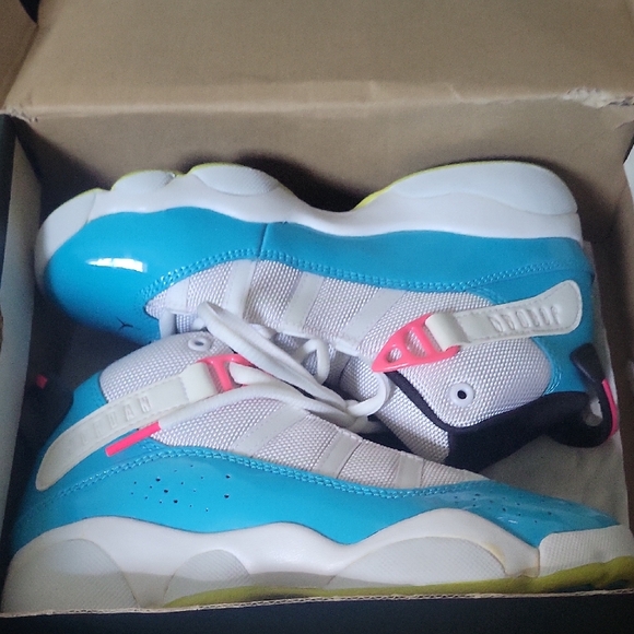 Jordan Kids Sneakers in Blue, White, and Pink - Picture 1 of 4